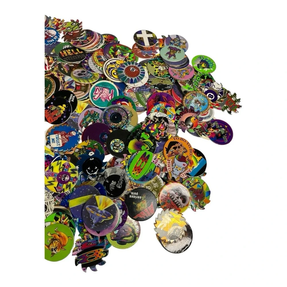 POG 90s 600+ POGS 12 Plastic Slammers Tubes Skulls Blades Nostalgia Vtg Retro